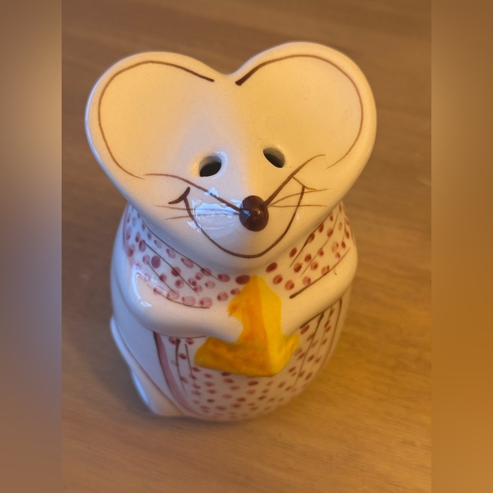 Vintage Cute Mouse Cheese Shaker Gustin Hand Painted Kitsch 5" LA USA